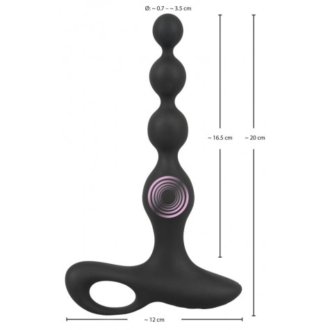 Черная анальная цепочка с вибрацией Rechargeable Anal Beads - 20 см.