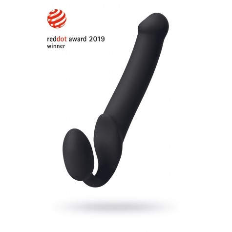 Черный безремневой страпон Silicone Bendable Strap-On XL