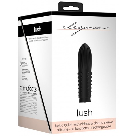 Черная вибропуля Turbo Rechargeable Bullet Lush - 9,8 см.